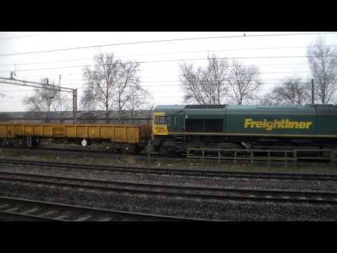 Freightliner Class 66, 66559, 6Y96 departing Rugeley Trent Valley 6th April 2015