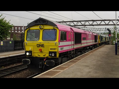 Freightliner 66587 66532 66951 66531 Leeds Balm Road - Crewe Basford Hall @ Guide Bridge 2/5/22