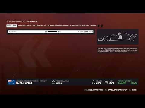 F1 2020 Australia setup for qualifying and race