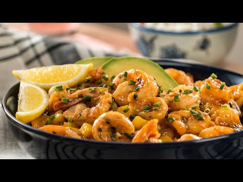 Camarones en salsa de mango y chipotle