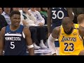 Anthony Edwards Talks Trash To LeBron After Missed FT And LeBron Says Watch Then Hits 3