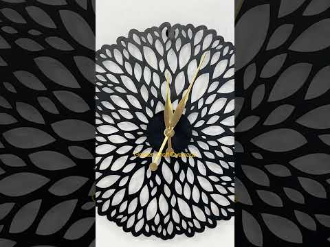 Analog modern laser cutting wall clock in iron with matte bl...
