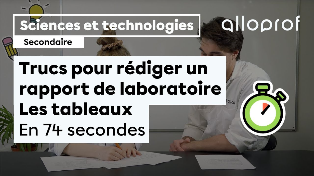 Trucs pour rédiger un rapport de laboratoire - Les tableaux