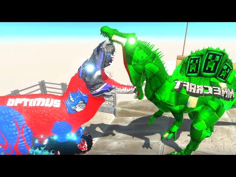 OPTIMUS PRIME T REX vs CREEPER MINECRAFT - Animal Revolt Battle Simulator