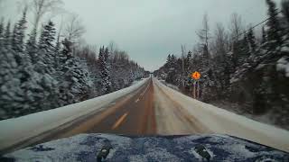 A Winter Drive in the Appalachian Mountains on a Grey Sunset
