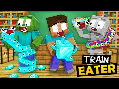 Monster School : DIAMOND EATER vs TRAIN EATER | CHOO CHOO CHARLES - TRAIN SHOOL Minecraft Animation
