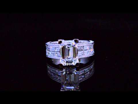 Emerald Cut with Baguette Cut Diamond Engagement Ring #21933