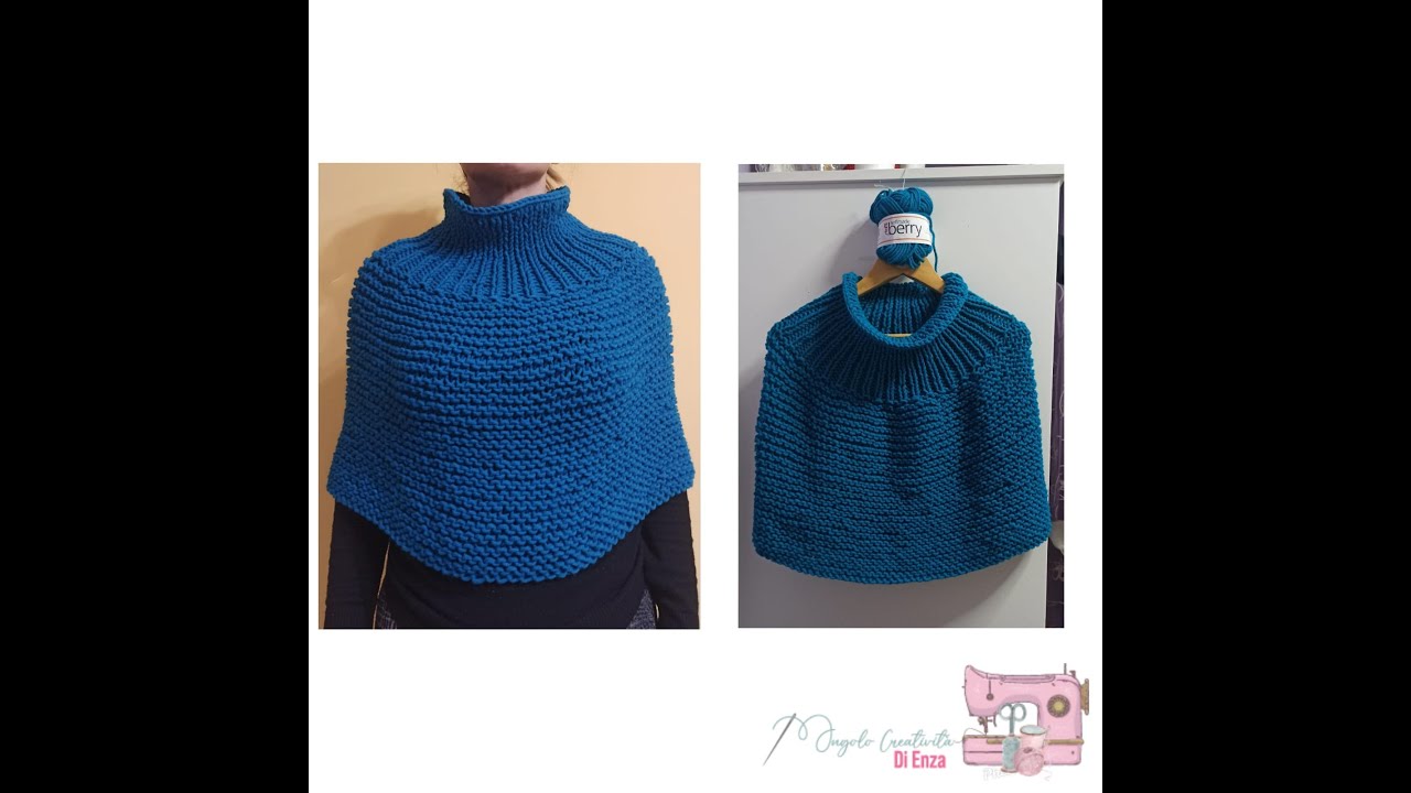 Coprispalle con collo alto ai ferri🧶Facilissimo anche per principianti