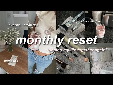 MONTHLY RESET ROUTINE 🫧 cleaning, goal-setting, smoothie, + spring haul! *getting my life together*