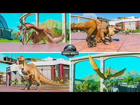 JWE 3: HUMANS vs ALL DINOSAURS & FLYING REPTILES HUNTING ANIMATIONS! | Jurassic World Evolution 3