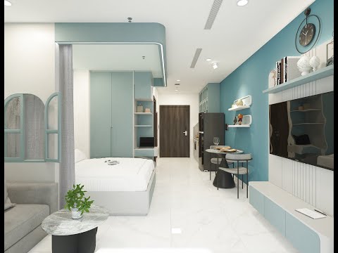 THIẾT KẾ CĂN HỘ STUDIO VỚI TÔNG MÀU XANH MINT KẾT HỢP XÁM TẠI THE BEVERLY - Vinhomes Grand Park