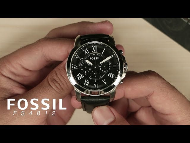 Fossil Grant FS4812 Chronograph Black Dial Black Leather Strap