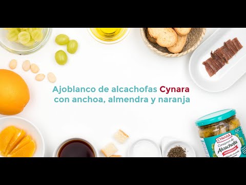 Receta de Ajo blanco de alcachofas Cynara con anchoa, almendra y naranja