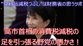 食料品減税つぶしは財務省の思うツボ！高市首相の消費税減税の足を引っ張る野党の愚かさ