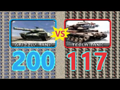 Grizzly Tank vs Tesla Tank - Same Cost - Red Alert 2