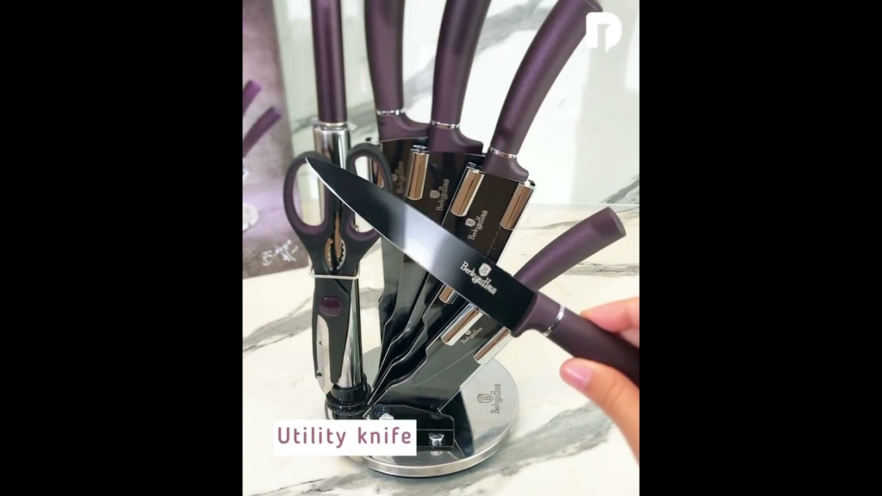 PISAU DAPUR IDAMAN BERLINGER HAUS 8PCS KNIFE SET PURPLE EDITION