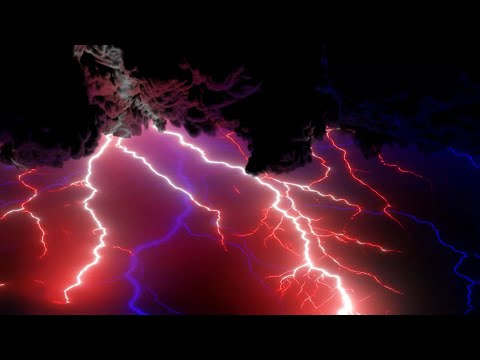 Lightning Storm Red Blue Screen Background Thunderstorm 4K No Sound 12 Hour
