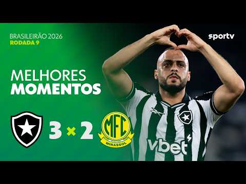 Gols e lances de Botafogo x Mirassol