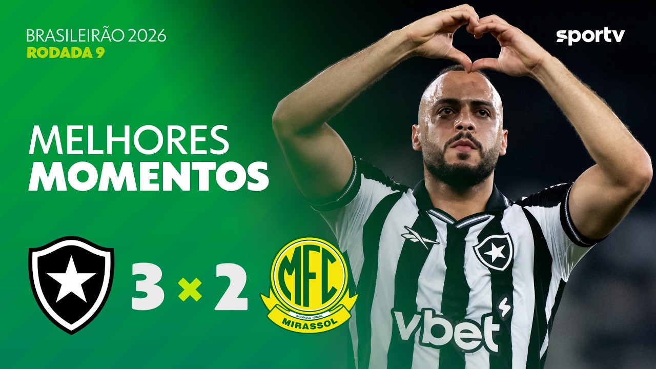 VÍDEO | Gols e melhores momentos da vitória do Botafogo sobre o Mirassol