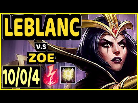 T1 FAKER (LEBLANC) vs ZOE - 10/0/4 KDA MID CHALLENGER GAMEPLAY - KR
