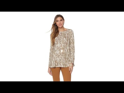 MarlaWynne Feather Print BoatNeck Tee