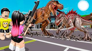 O T- REX do Jurassic World Brigou com o INDOMINUS - Rex no BROOKHAVEN RP! *Quem Venceu?*