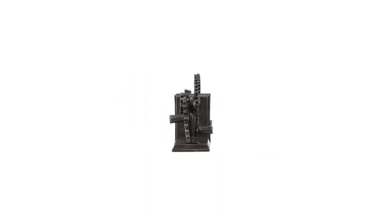 Industrial Gear Sculptural Iron Bookends Video