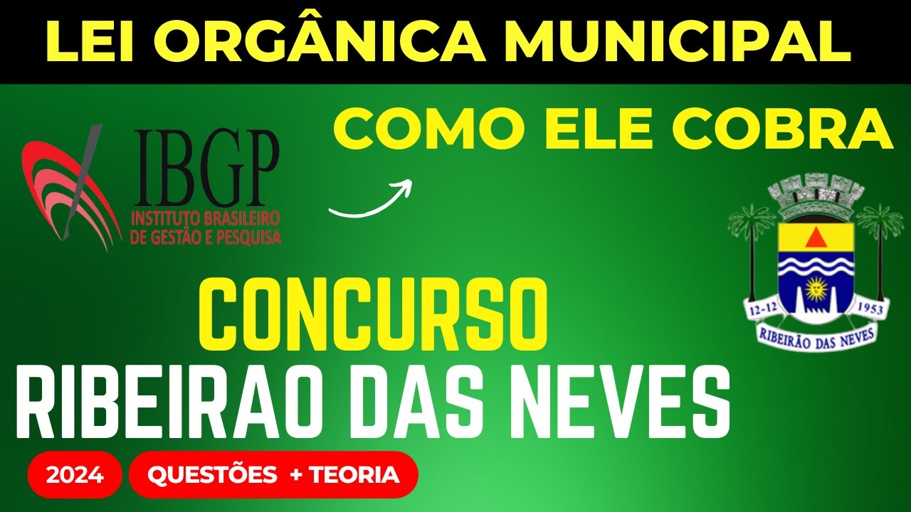 Lei Orgânica Municipal Ribeirão das Neves MG com Questões IBGP