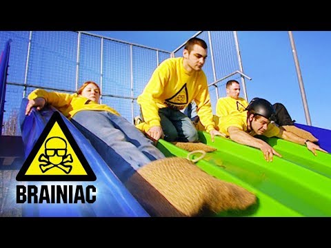 What is the FASTEST way to go down a Slide? - Funfair Physics | Brainiac
