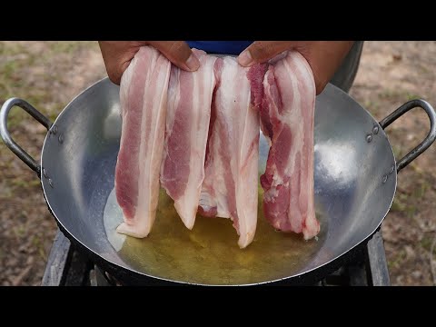 Easy Deep Fried Pork Belly Recipe | Crispy Pork Belly Bites Cooking in Village