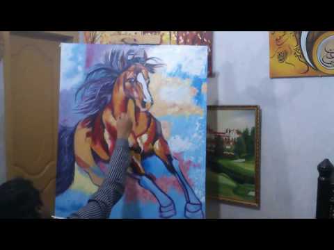 How to Oil Paint, FREE Oil Painting lesson with wajdan artist,  horse painting part 4