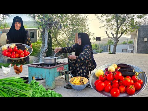 Iranian Rural Cuisine: Cooking Traditional Eggplant Stew | Rural Life in Iran | ILAM