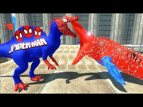 SUPERMAN SPINOSAURUS vs SPIDERMAN MOSASAURUS DEATH RUN - Animal Revolt Battle Simulator