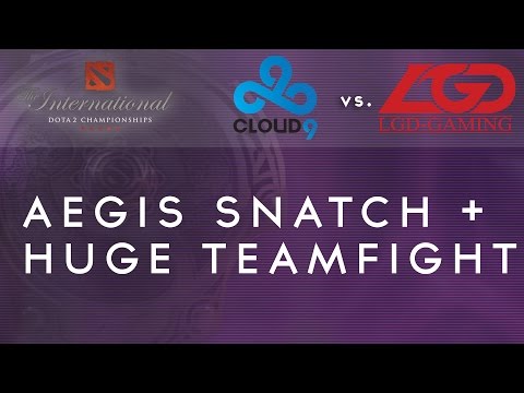 Aegis Snatch + Huge Teamfight - C9 vs. LGD @ TI4 Bubble Race A