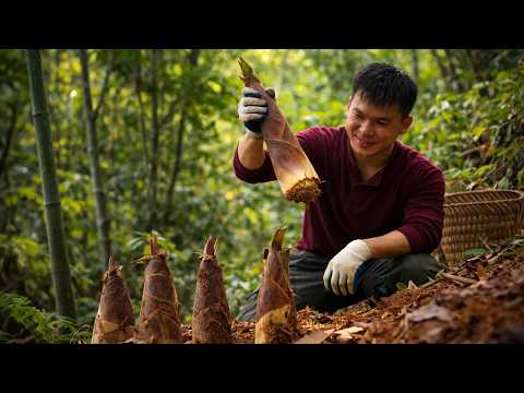 CEO’s First Spring Morning Off-Grid — Foraging Bamboo Shoots & Cooking from Nature