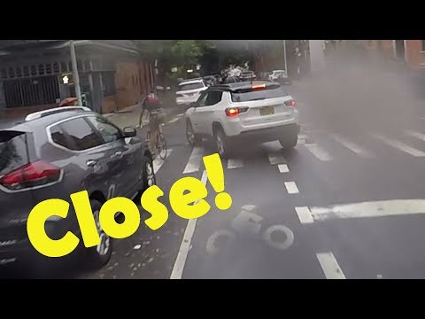 Cyclist Almost Hooked by Car! - Vlog 62
