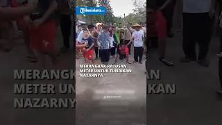 Aksi Pria di Gunung Kidul Tunaikan Nazar Merangkak Ratusan Meter seusai Jalan Kampungnya Diaspal