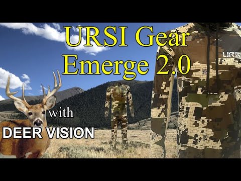 URSI Gear Emerge 2.0 Hunting Camo on 14 backgrounds in deer vision.