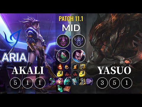 CGA Aria Akali vs Yasuo Mid - KR Patch 11.1