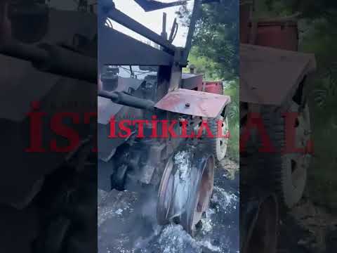 Kastamonu'da kundaklama şüphesi: Karavan ve kepçe kül oldu!