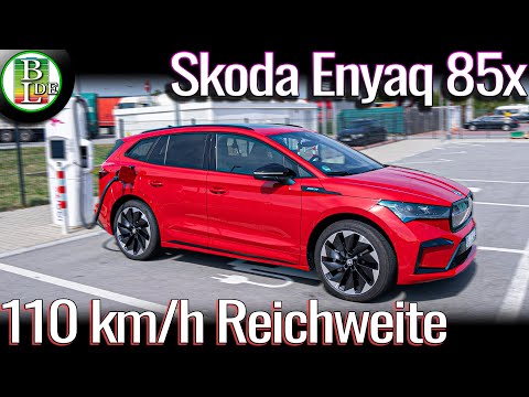 Skoda Enyaq 85x Allrad (Neue Motoren) - 110 km/h Reichweiten Test