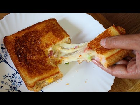 Bread Pizza Sandwich on Tawa Recipe | 2 minute cheese recipe