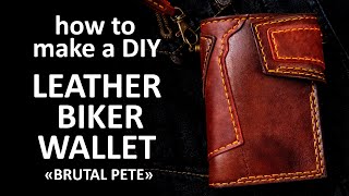 Leather BIKER WALLET | Leather craft DIY | Tutorial and pattern download