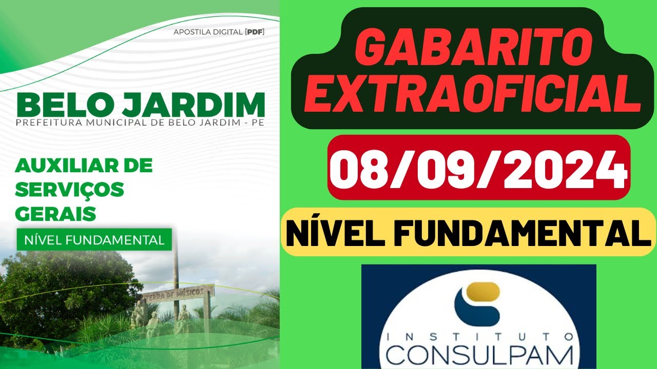 GABARITO EXTRAOFICIAL - Auxiliar de Cozinha - Belo Jardim/Pernambuco - Nível Fundamental - CONSULPAM