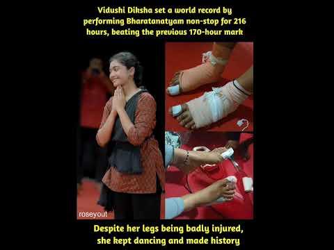 Vidushi Diksha set a world record by performing Bharatanatyam non-stop for 216 hours, beating the
