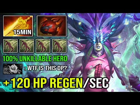 WTF +120 HP REGEN PER SEC 100% Unkillable DP Crazy 15Min Radiance Super 1v5 Tank Queen Dota 2