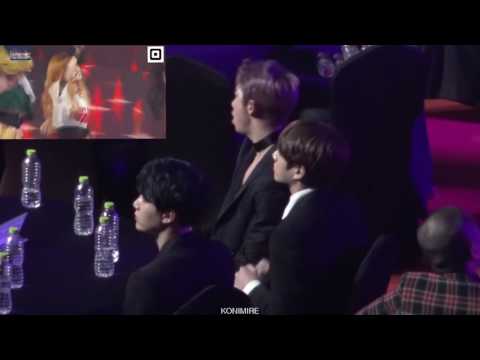 170222 BTS reaction to BLACKPINK블랙핑크 Whistle + Play With Fire @ GaonChartAWARDS 2016