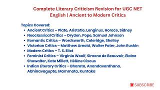 Complete Literary Criticism Revision for UGC NET English  | Ancient to Modern Critics in One Shot