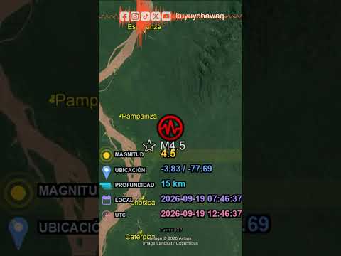 🌍SISMO REPORTADO - IGP🌍 #M4.5 #Sismo #Condorcanqui #Amazonas #Pampainza #Chosica #Esperanza