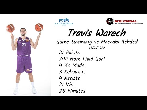 Travis Warech Summary vs Maccabi Ashdod - 13.01.2020